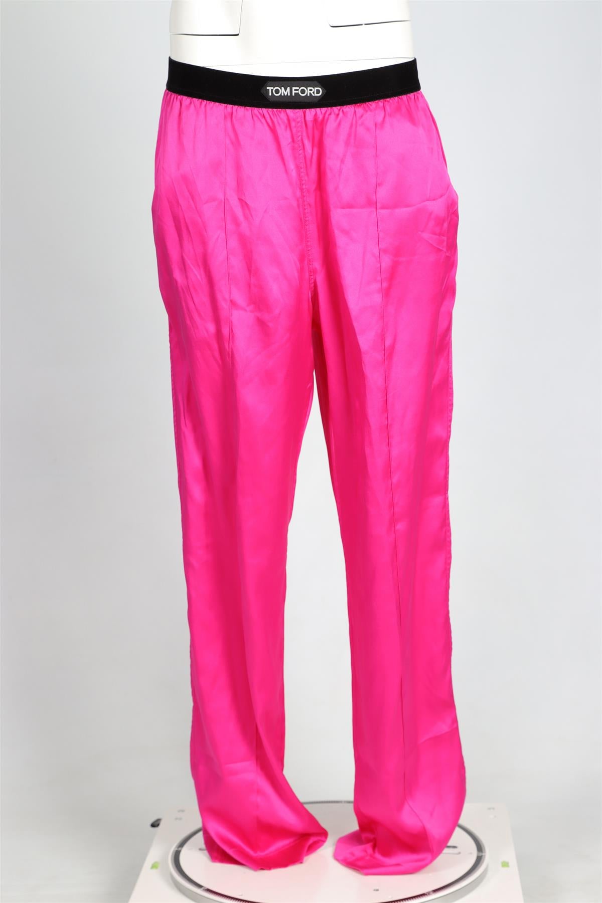 TOM FORD PINK SILK STRAIGHT LEG PANTS LARGE