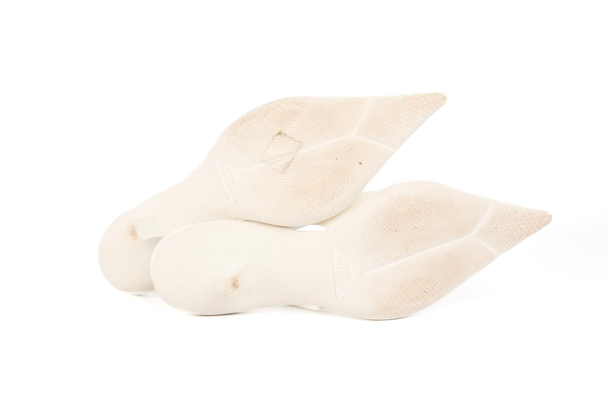 PRADA WHITE LEATHER SLINGBACK PUMPS EU 37.5 UK 4.5 US 7.5