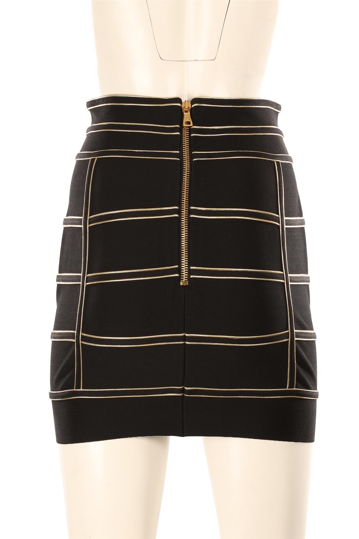 BALMAIN BLACK KNIT MINI SKIRT FR 38 UK 10
