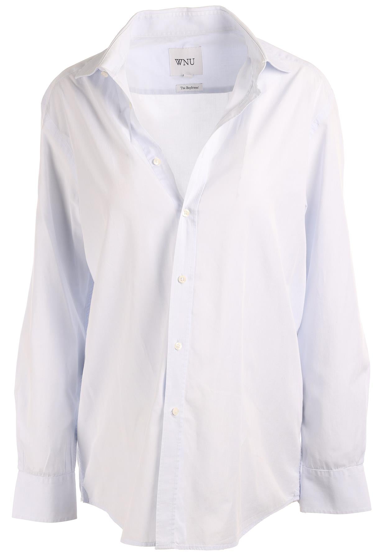 WITH NOTHING UNDERNEATH BLUE COTTON SHIRT LARGE
