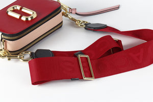 MARC JACOBS RED THE MARC JACOBS SNAPSHOT LEATHER SHOULDER BAG