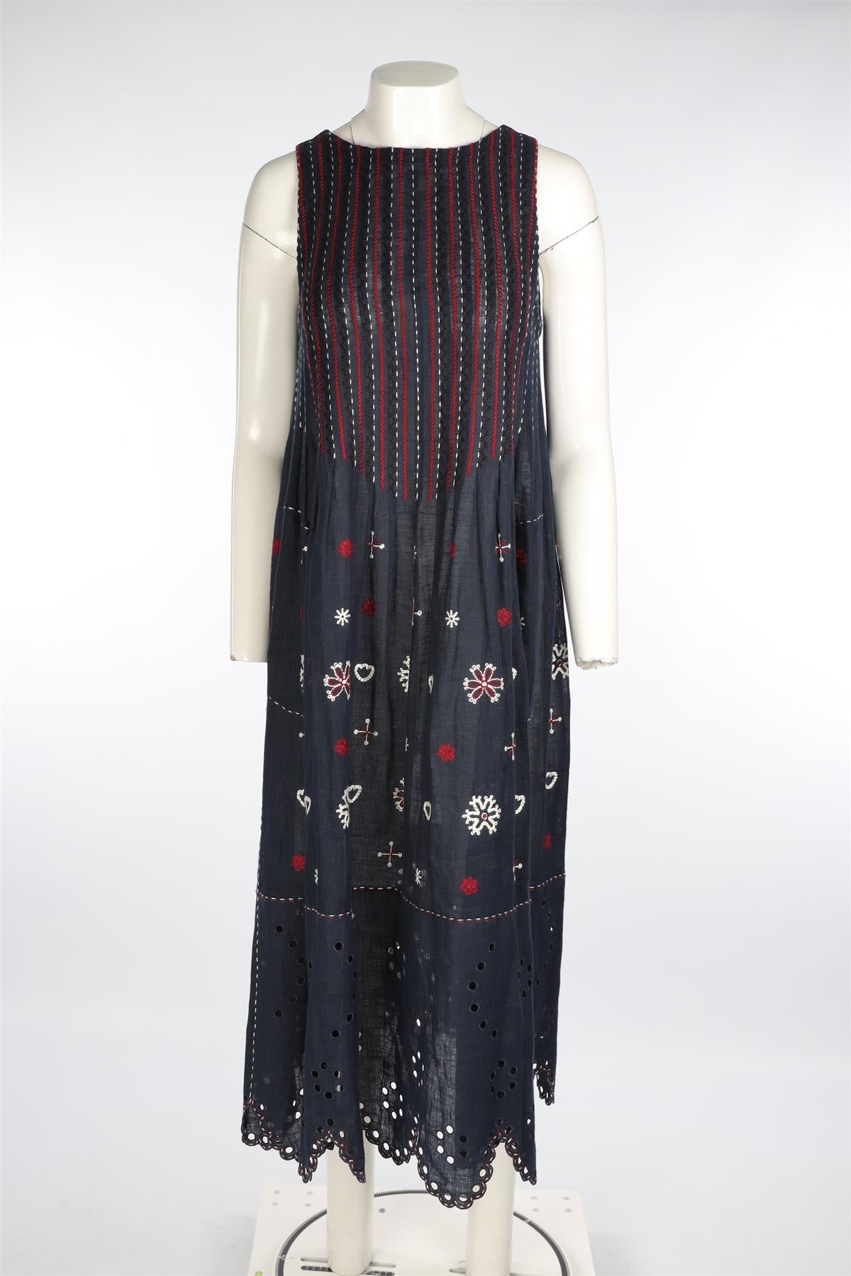 VITA KIN NAVY LINEN MAXI DRESS XSMALL