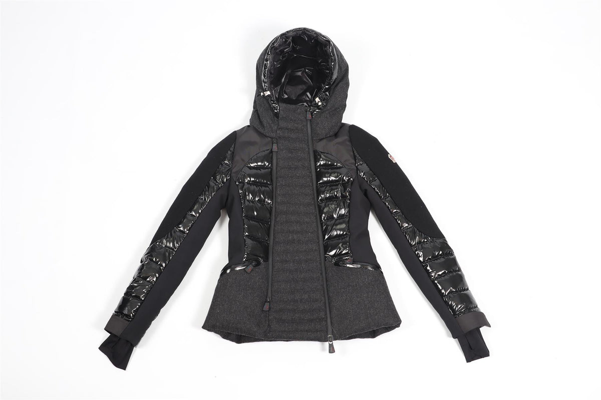 MONCLER GRENOBLE BLACK AND GREY PADDED DOWN JACKET SMALL