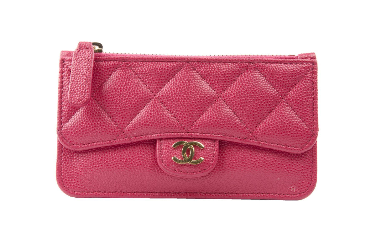 CHANEL PINK 2019 QUILTED CAVIAR LEATHER WALLET