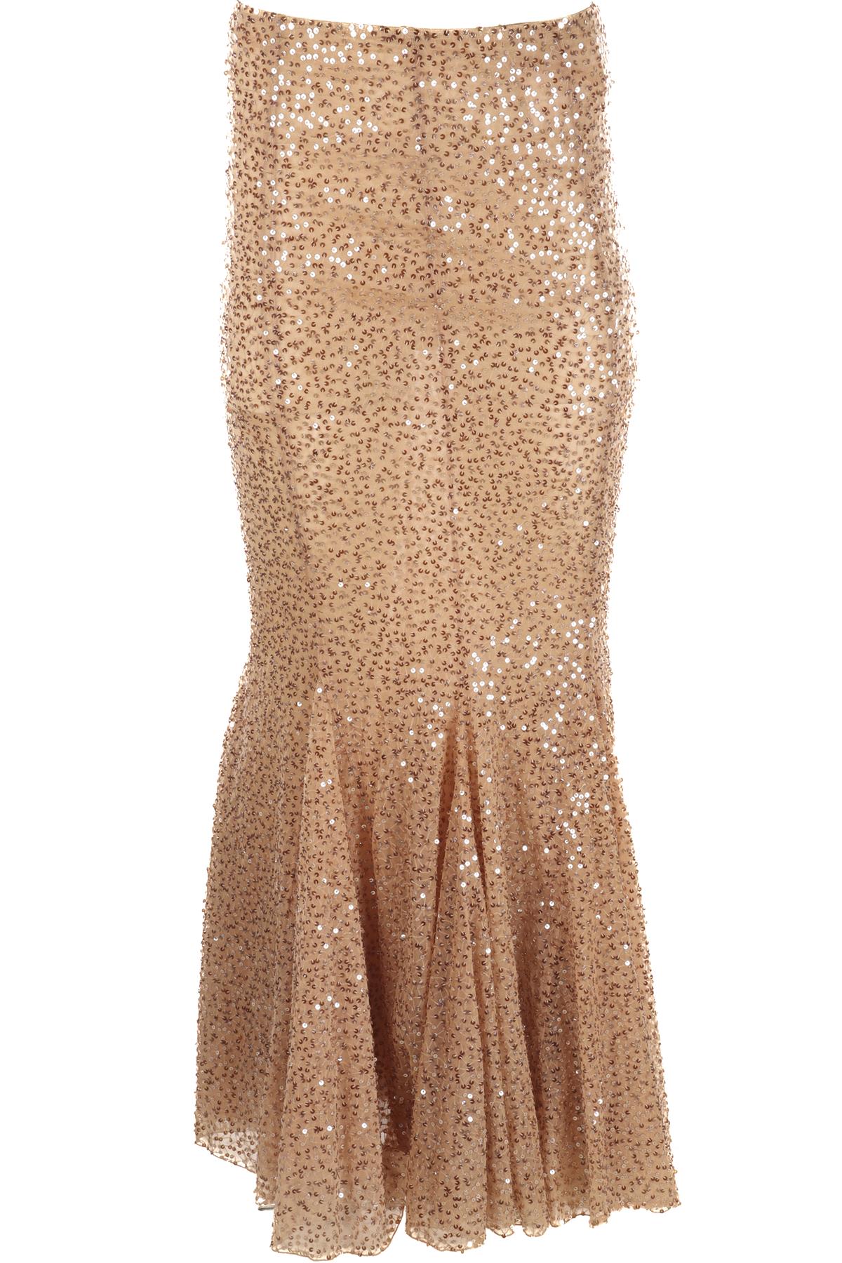 FARAH KHAN NUDE SEQUIN MAXI SKIRT SMALL
