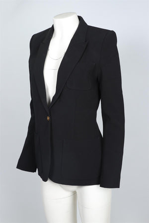 BARBARA BUI BLACK WOVEN BLAZER FR 38 UK 10