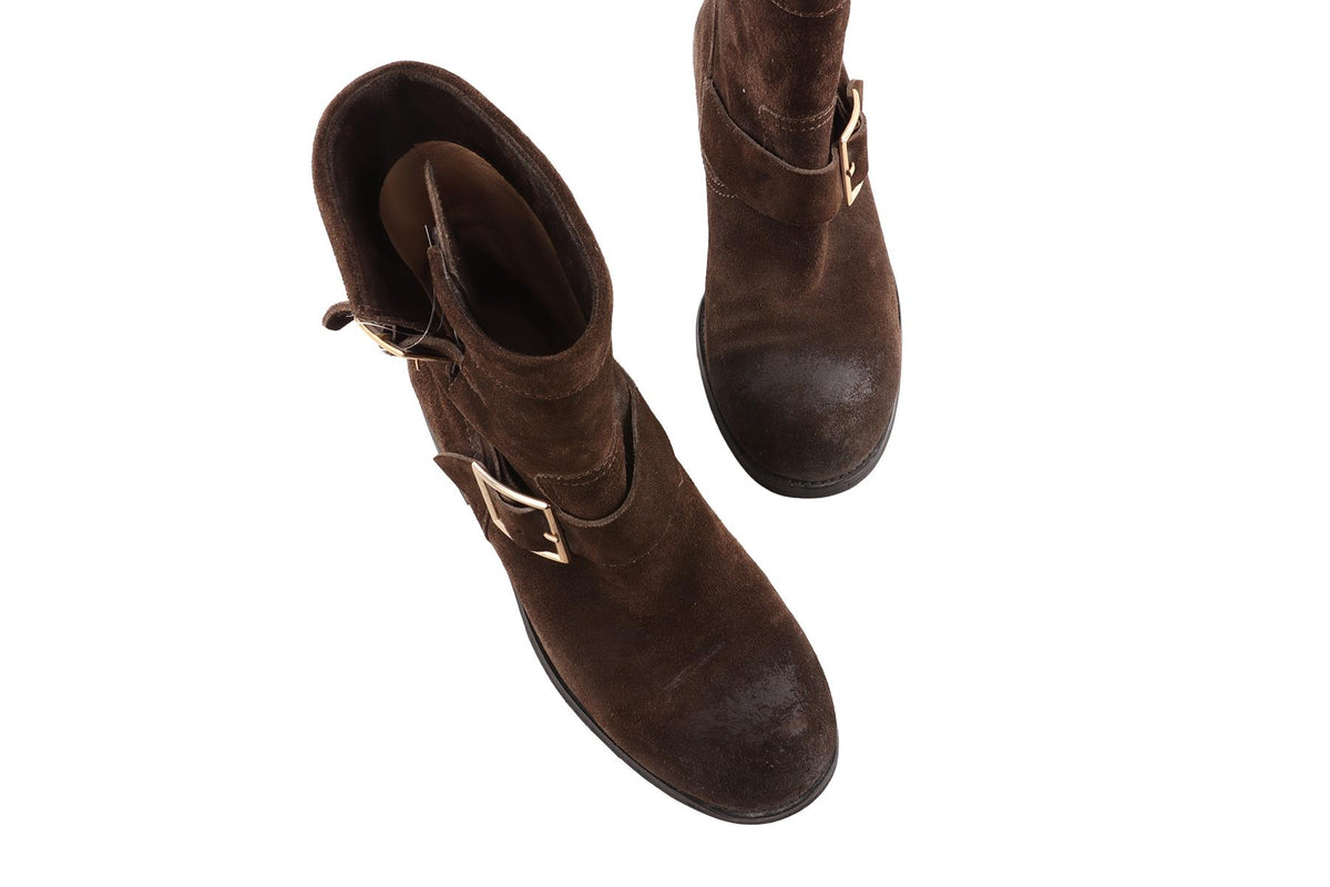 JIMMY CHOO BROWN SUEDE ANKLE BOOTS EU 38 UK 5 US 8