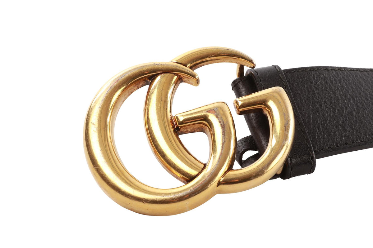 BLACK GG LEATHER WAIST BELT