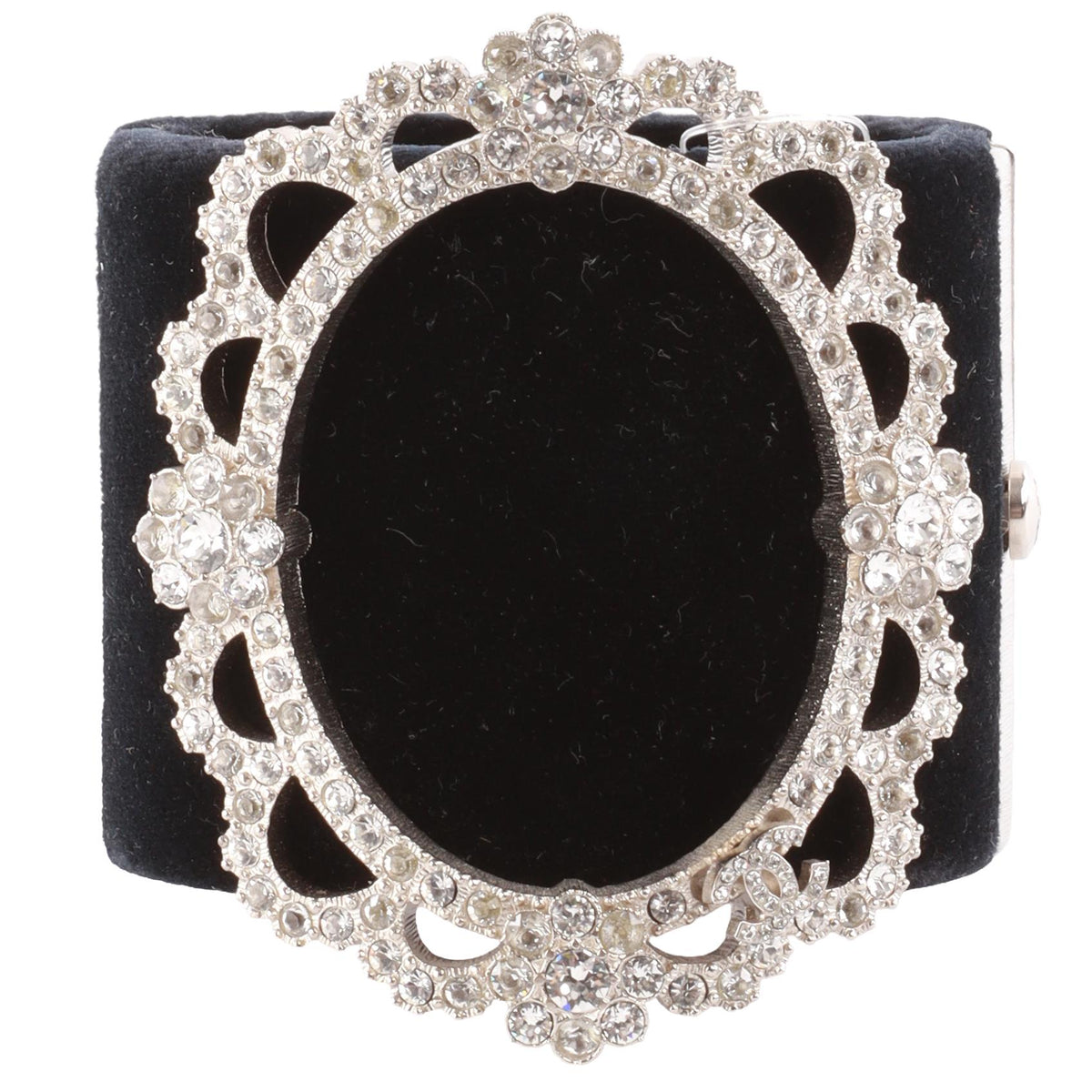 CHANEL BLACK 2015 CC VELVET CUFF