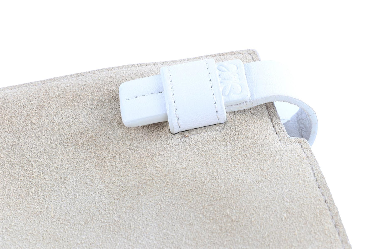 LOEWE BEIGE T POUCH SUEDE CLUTCH