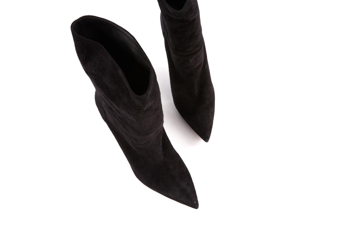 AQUAZZURA BLACK SUEDE ANKLE BOOTS EU 40 UK 7 US 10