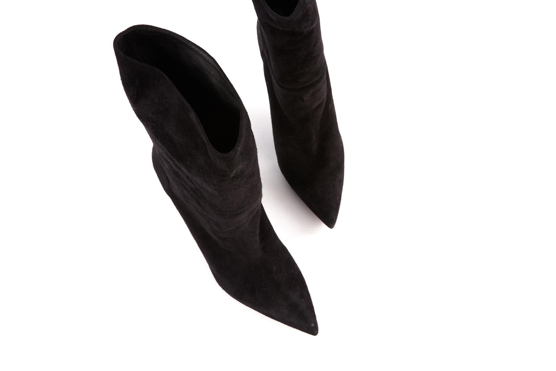 AQUAZZURA BLACK SUEDE ANKLE BOOTS EU 40 UK 7 US 10