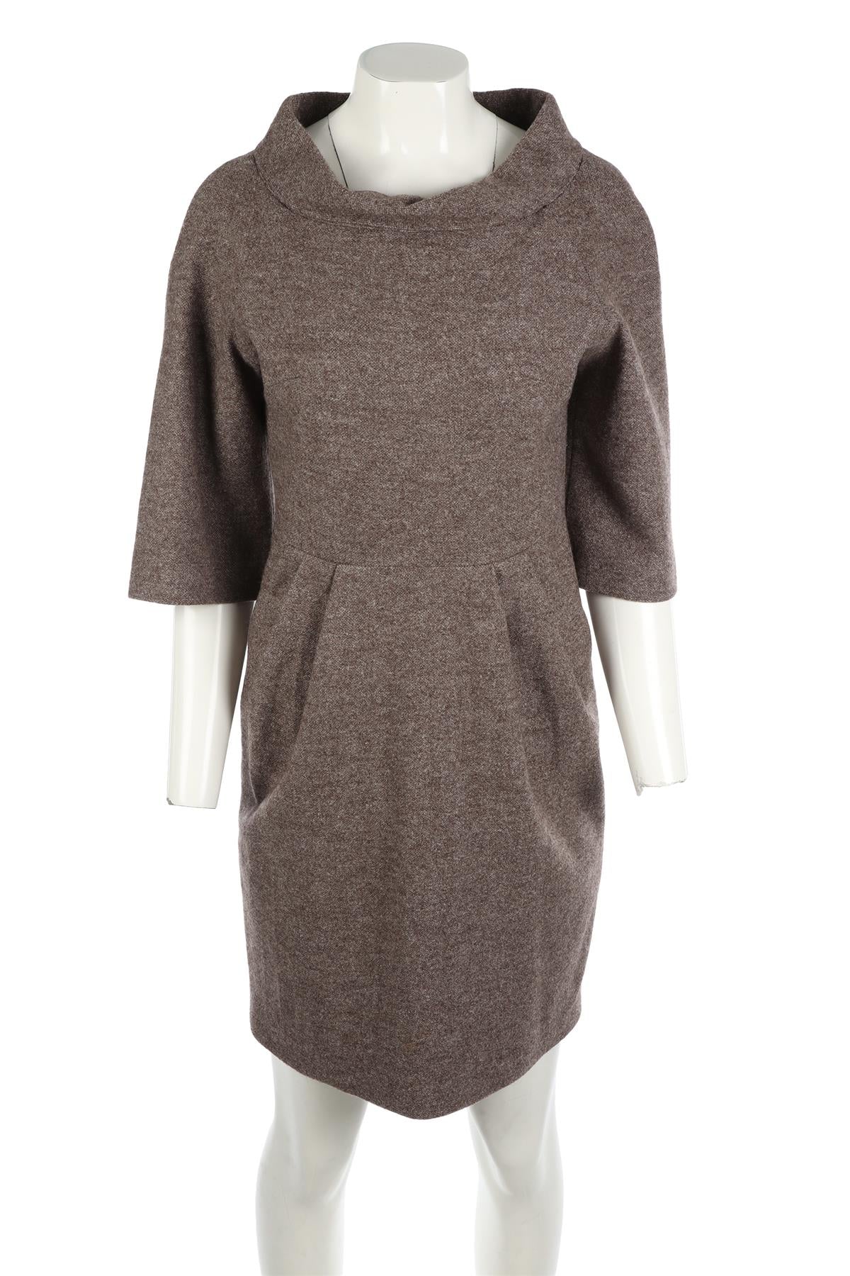 MICHAEL KORS BROWN WOOL DRESS US 4 UK 8