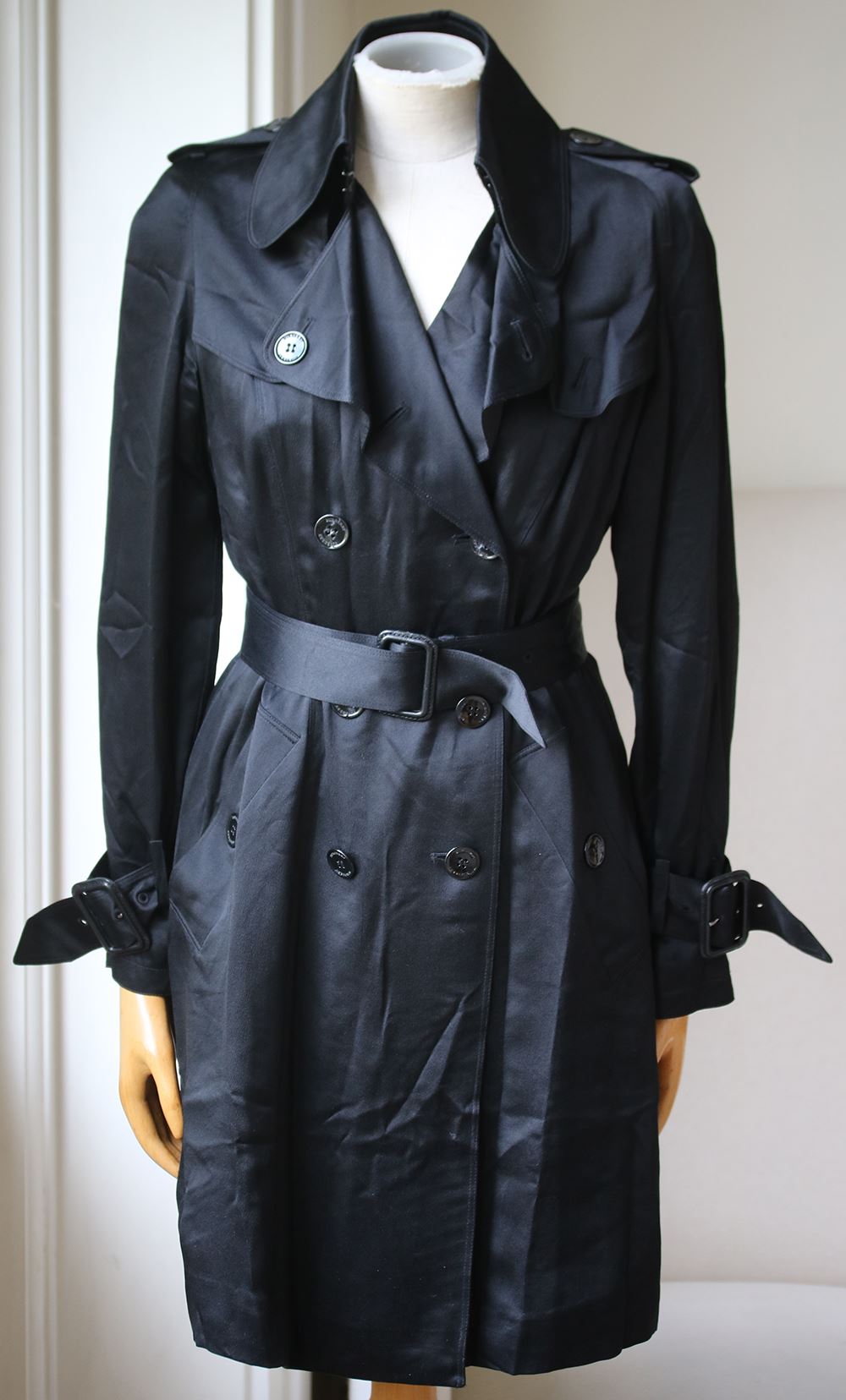 BURBERRY SILK CREPE DE CHINE TRENCH COAT UK 10