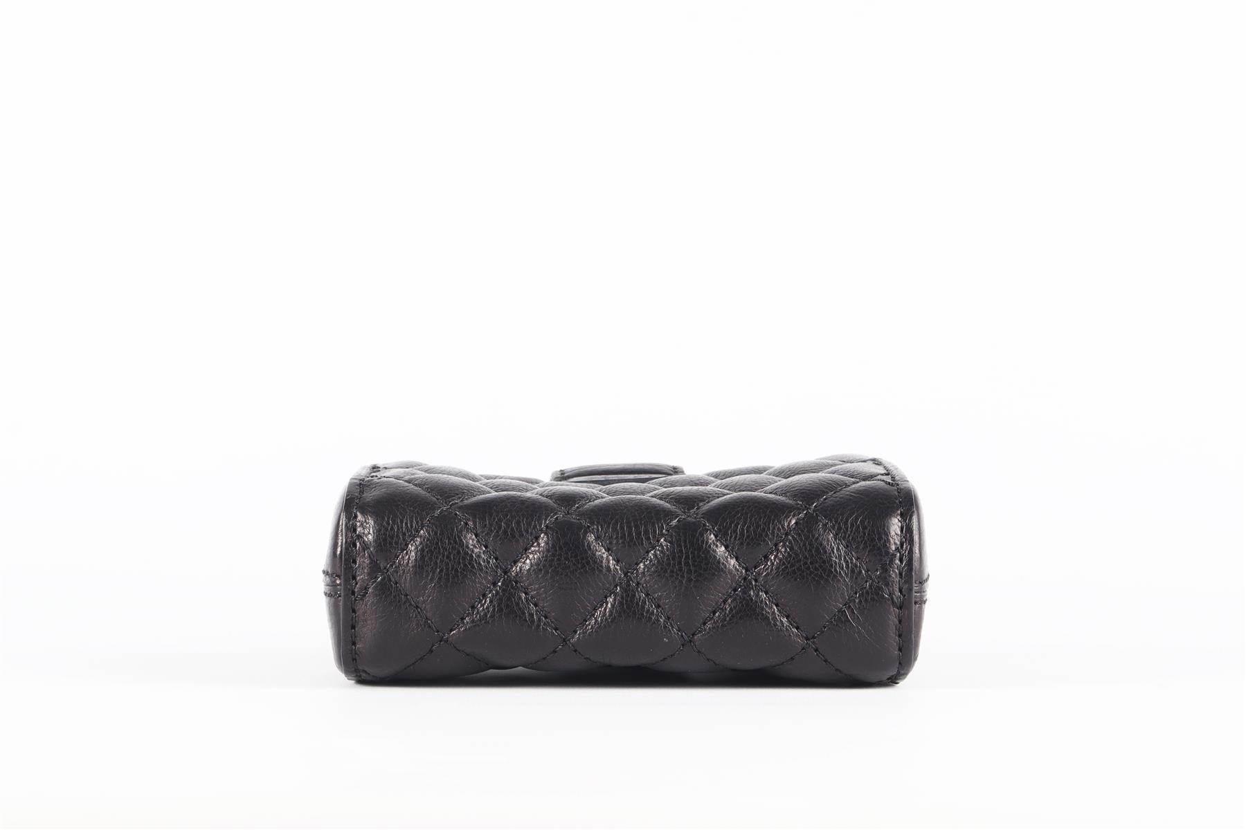 CHANEL BLACK 2011 O-PHONE HOLDER QUILTED SHOULDER BAG