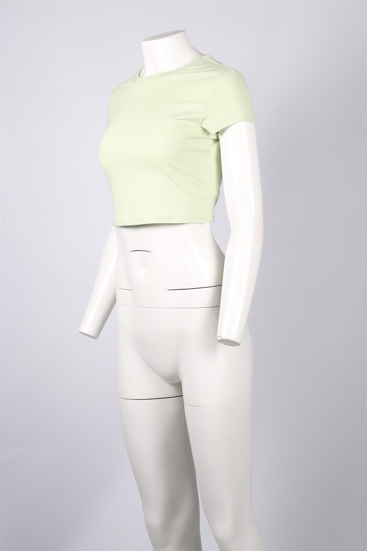 ALO YOGA GREEN CROPPED JERSEY TOP MEDIUM