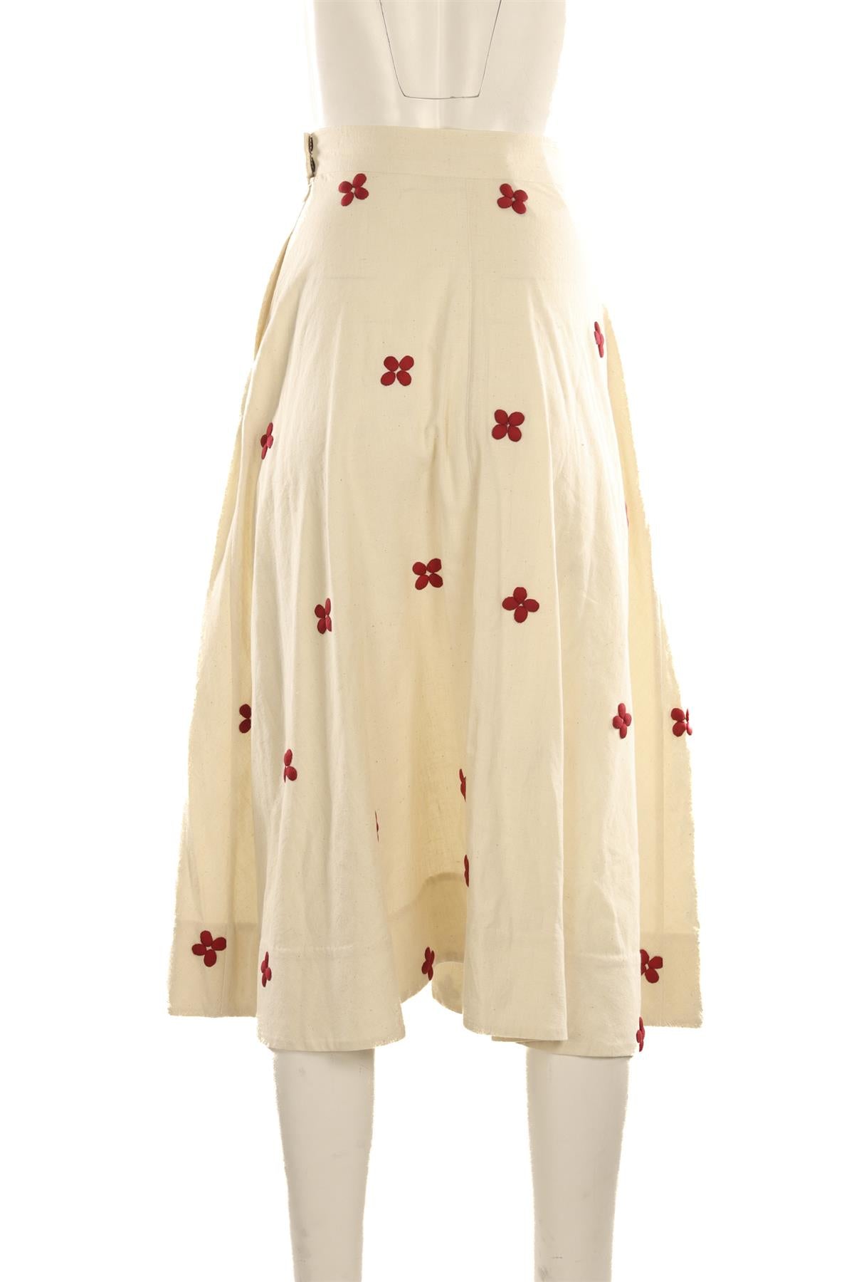 CARON CALLAHAN CREAM COTTON MIDI SKIRT XSMALL