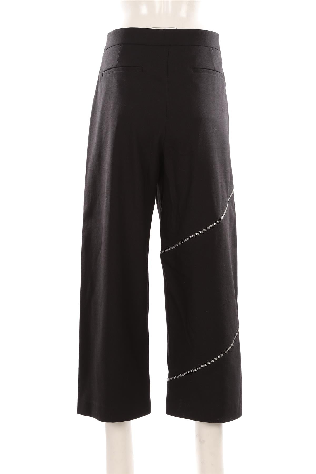 ALAÏA BLACK WOOL WIDE LEG PANTS FR 42 UK 14