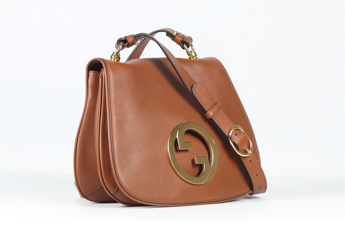 GUCCI TAN BLONDIE MEDIUM GG LEATHER SHOULDER BAG