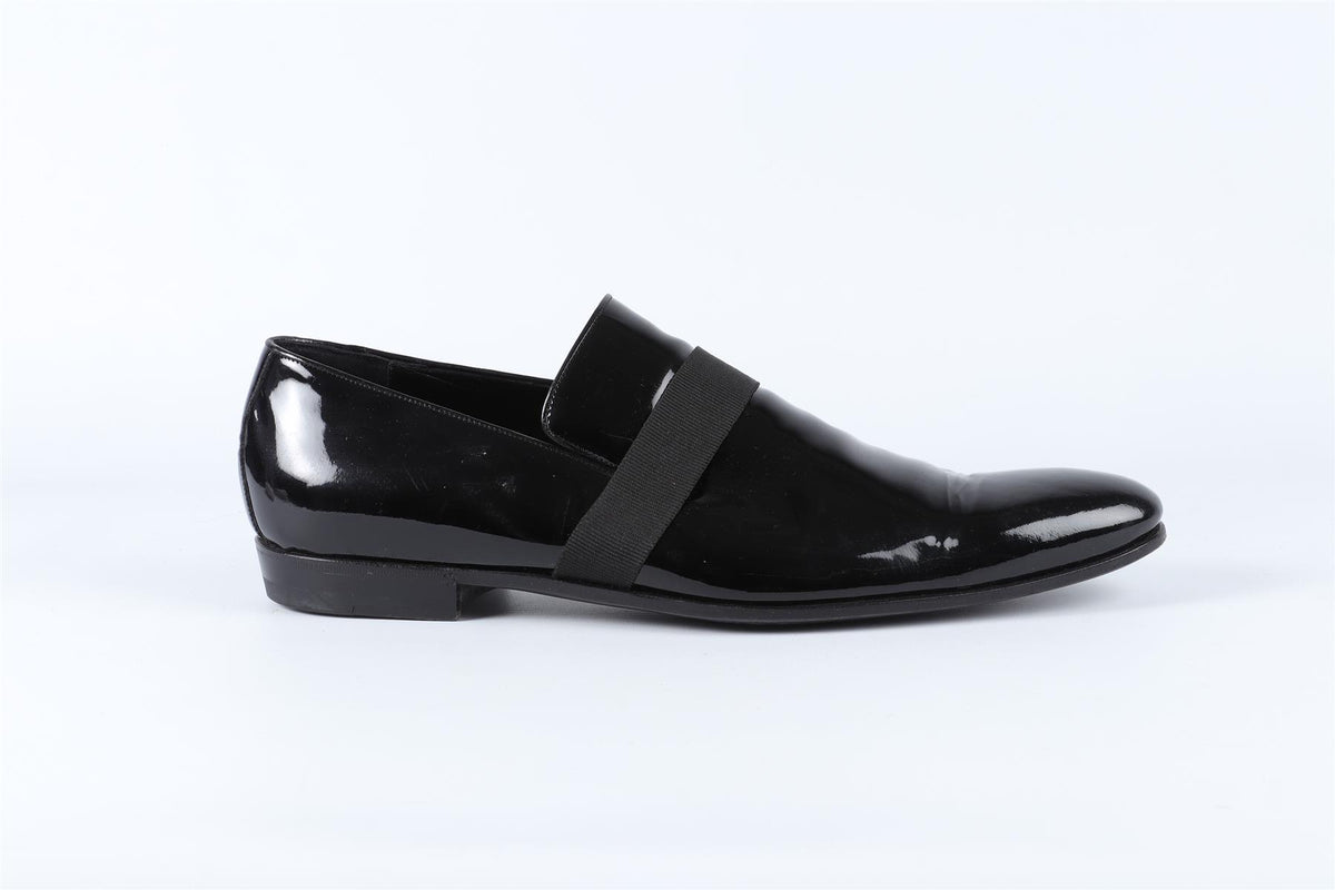 GUCCI BLACK MEN'S PATENT LEATHER LOAFERS UK 9 EU 43 US 10