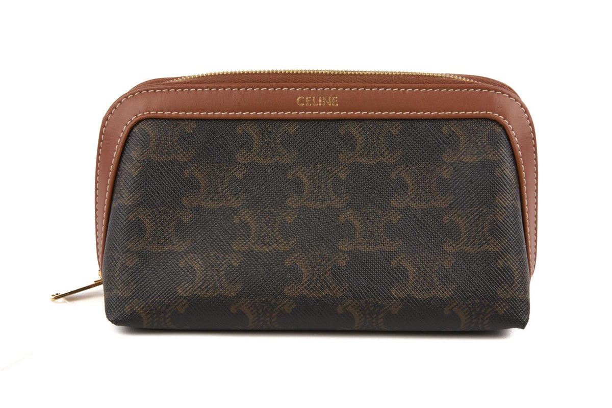 CELINE BROWN SMALL TRIOMPHE CANVAS POUCH