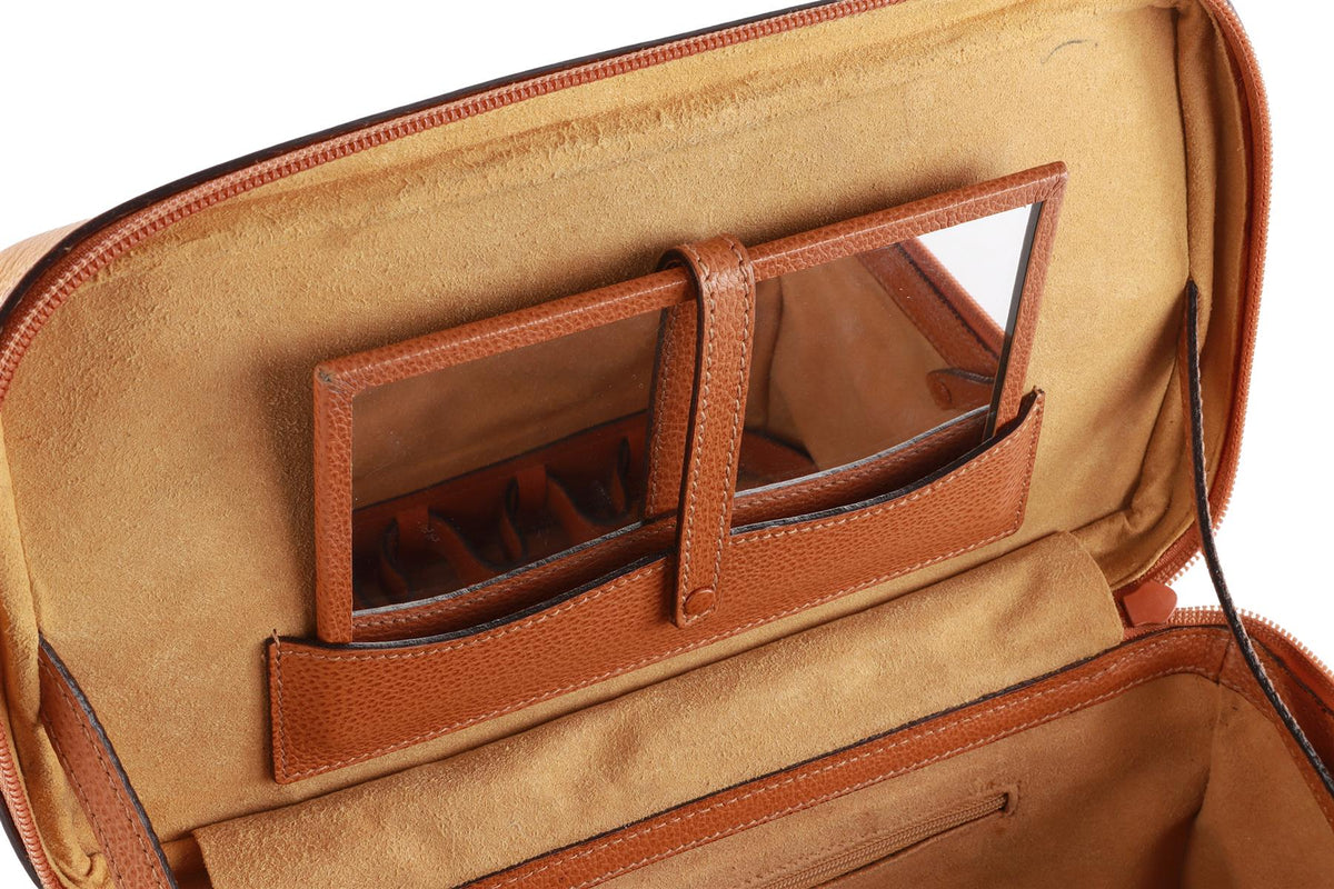 GUCCI TAN VINTAGE VANITY BAMBOO LEATHER TOTE BAG