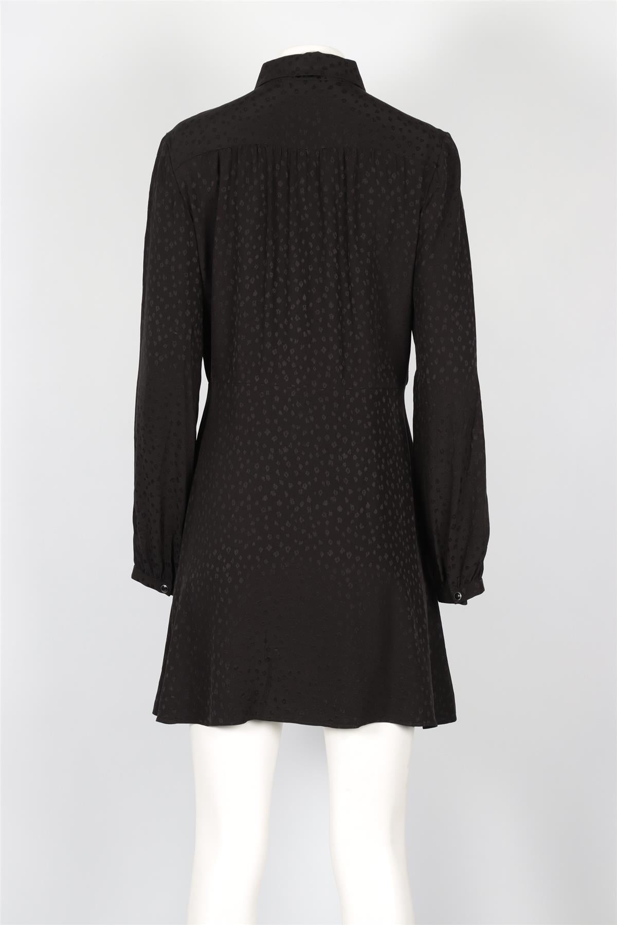 SAINT LAURENT BLACK SILK MINI DRESS FR 42 UK 14