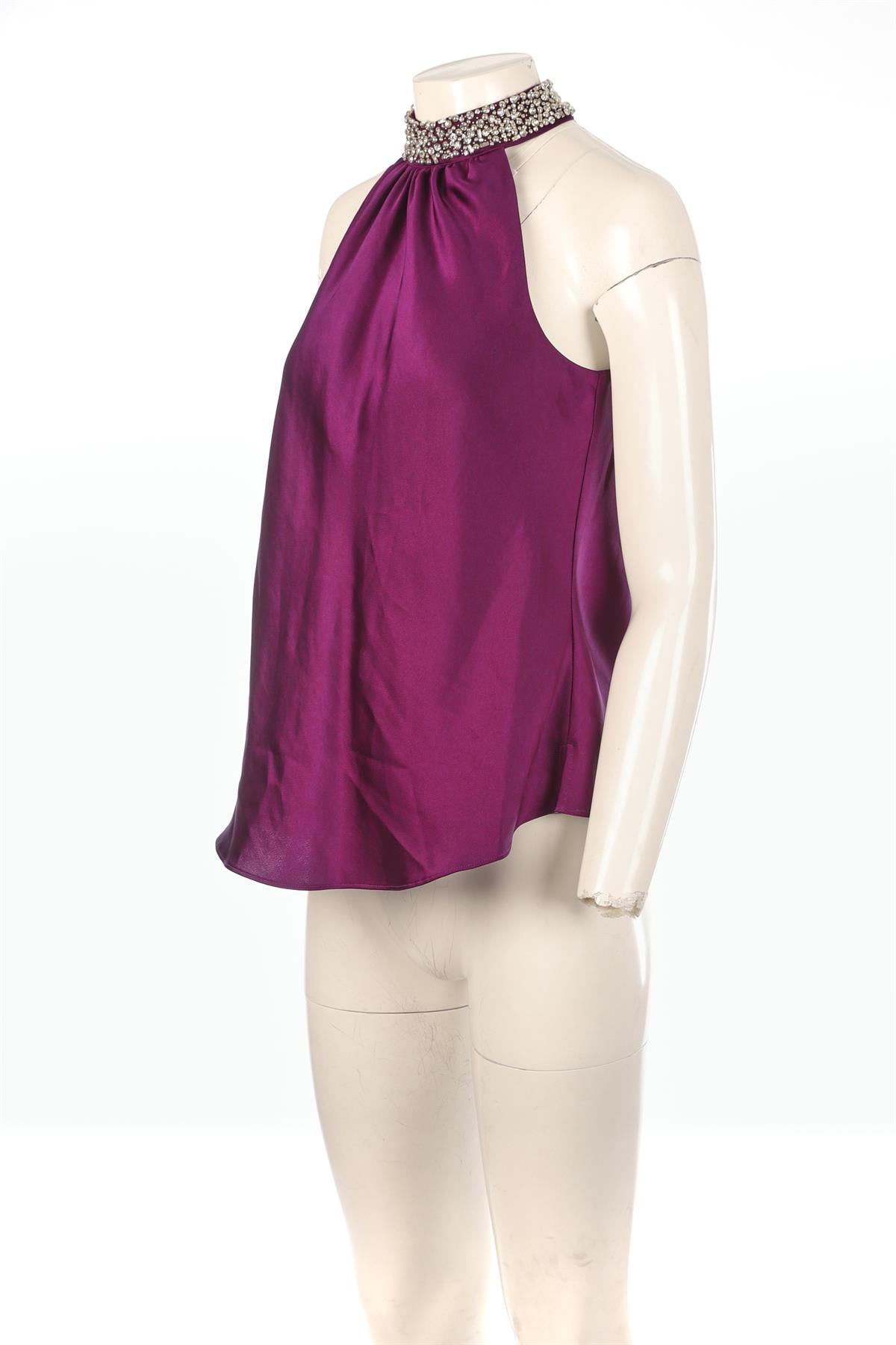 SIMKHAI PURPLE SATIN TOP XSMALL