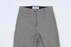 LOEWE GREY WOOL STRAIGHT LEG TROUSERS FR 34 UK 6