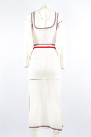 MORGAN LANE WHITE KNIT MIDI DRESS SMALL