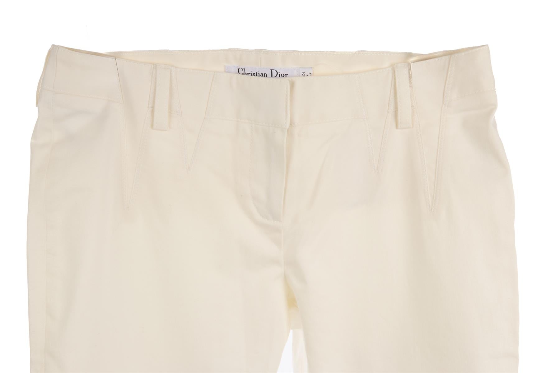 CHRISTIAN DIOR WHITE VINTAGE COTTON STRAIGHT LEG PANTS FR 36 UK 8