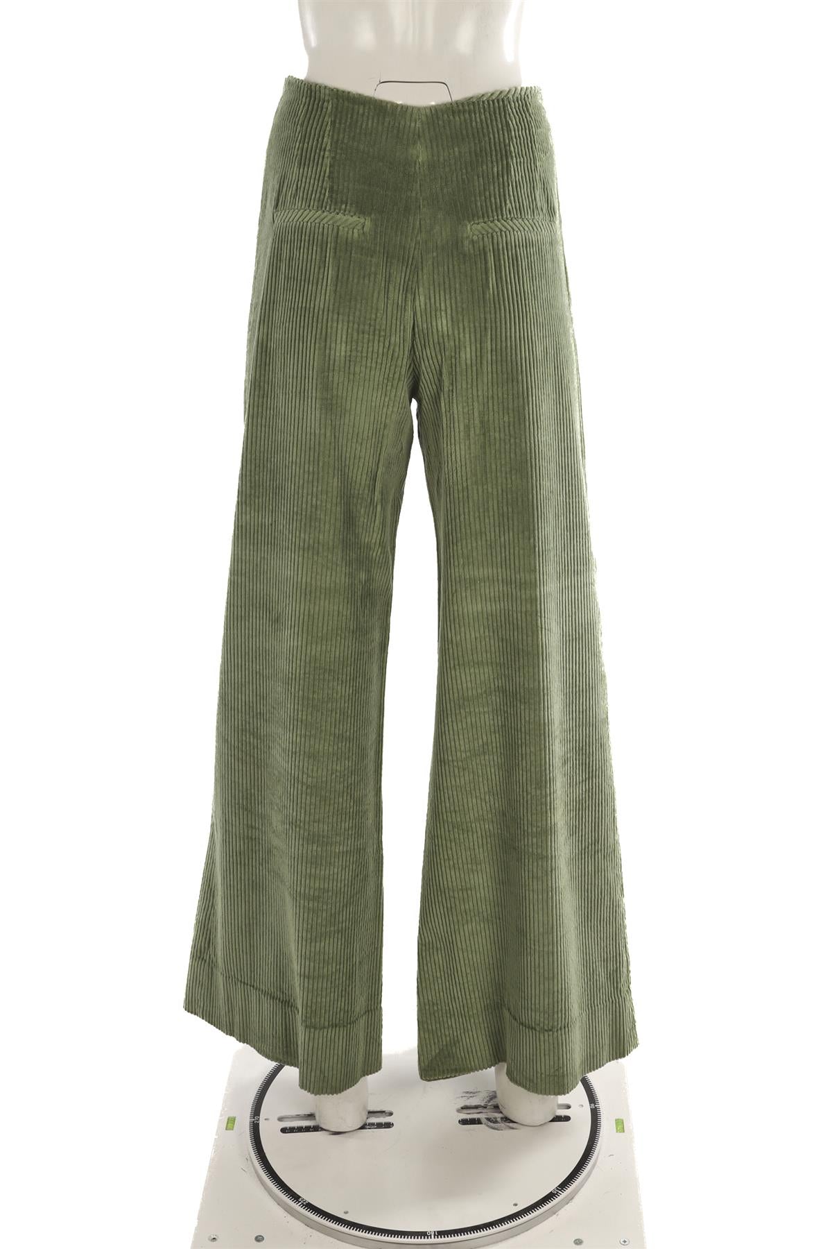 ANNA MASON GREEN CORDUROY WIDE LEG PANTS UK 8
