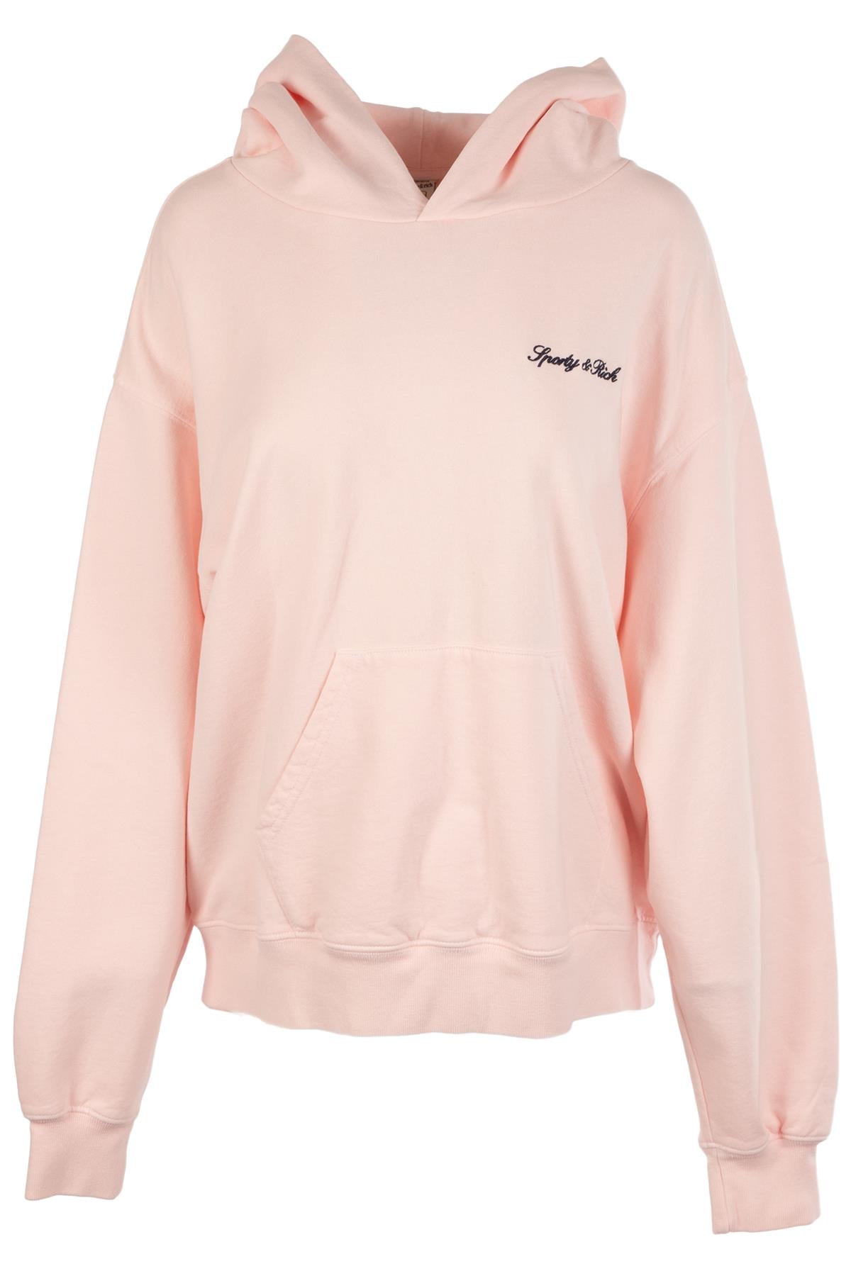 SPORTY & RICH PINK COTTON HOODIE MEDIUM