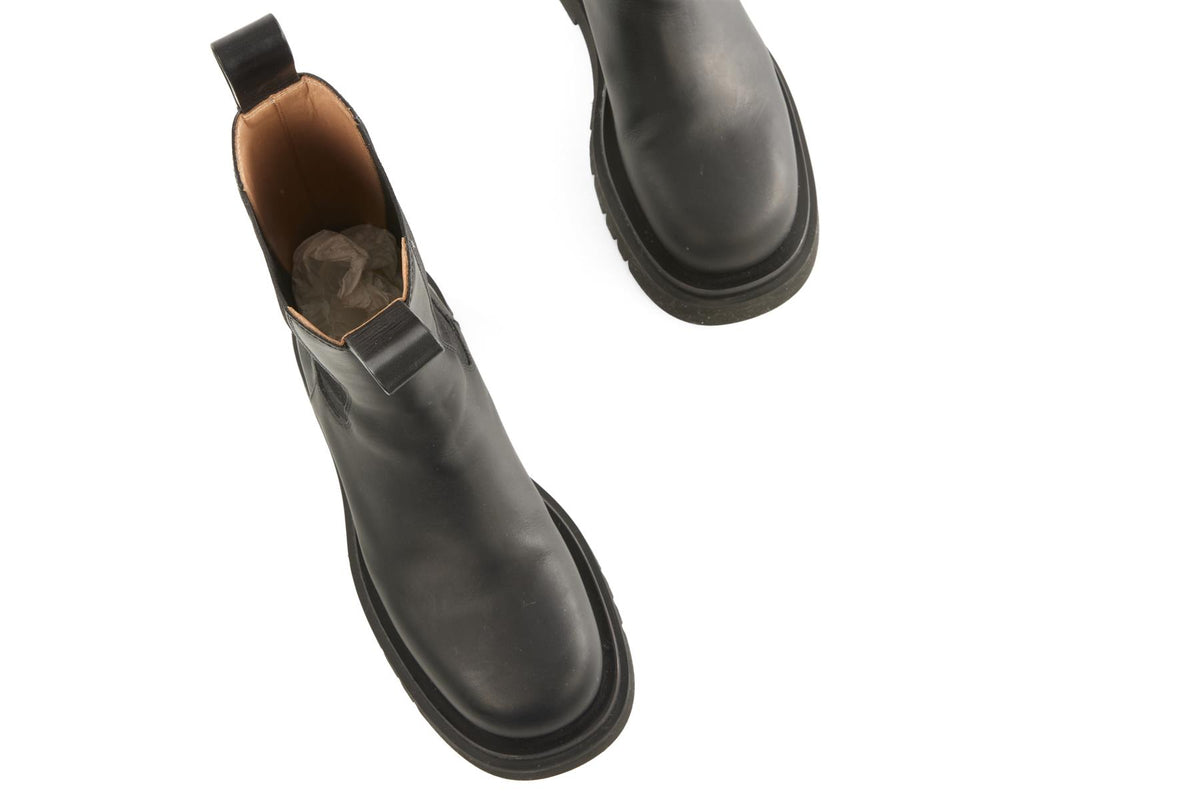 BOTTEGA VENETA BLACK LUG LEATHER ANKLE BOOTS EU 36 UK 3 US 6