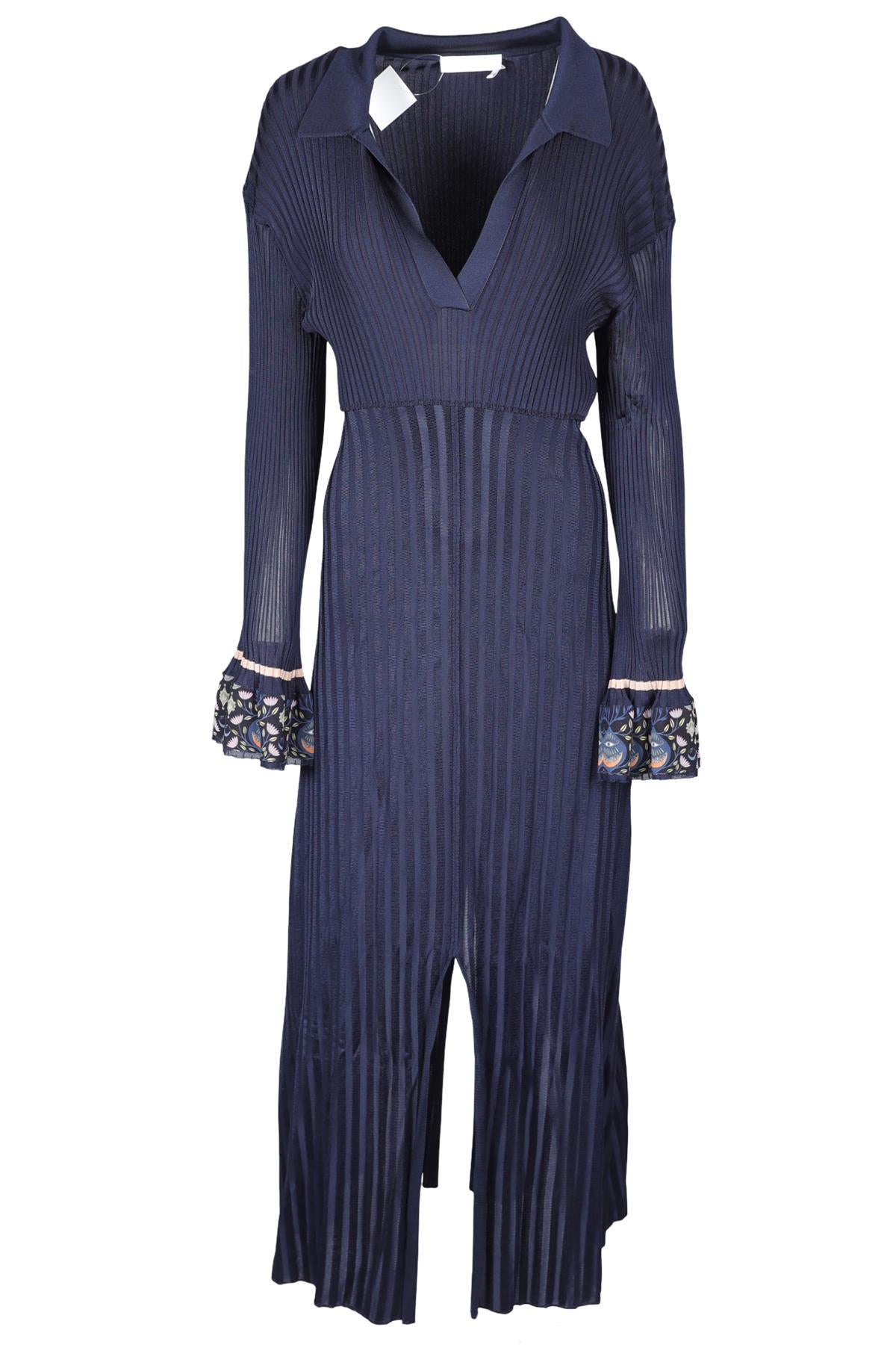 CHLOÉ BLUE KNIT MAXI DRESS LARGE