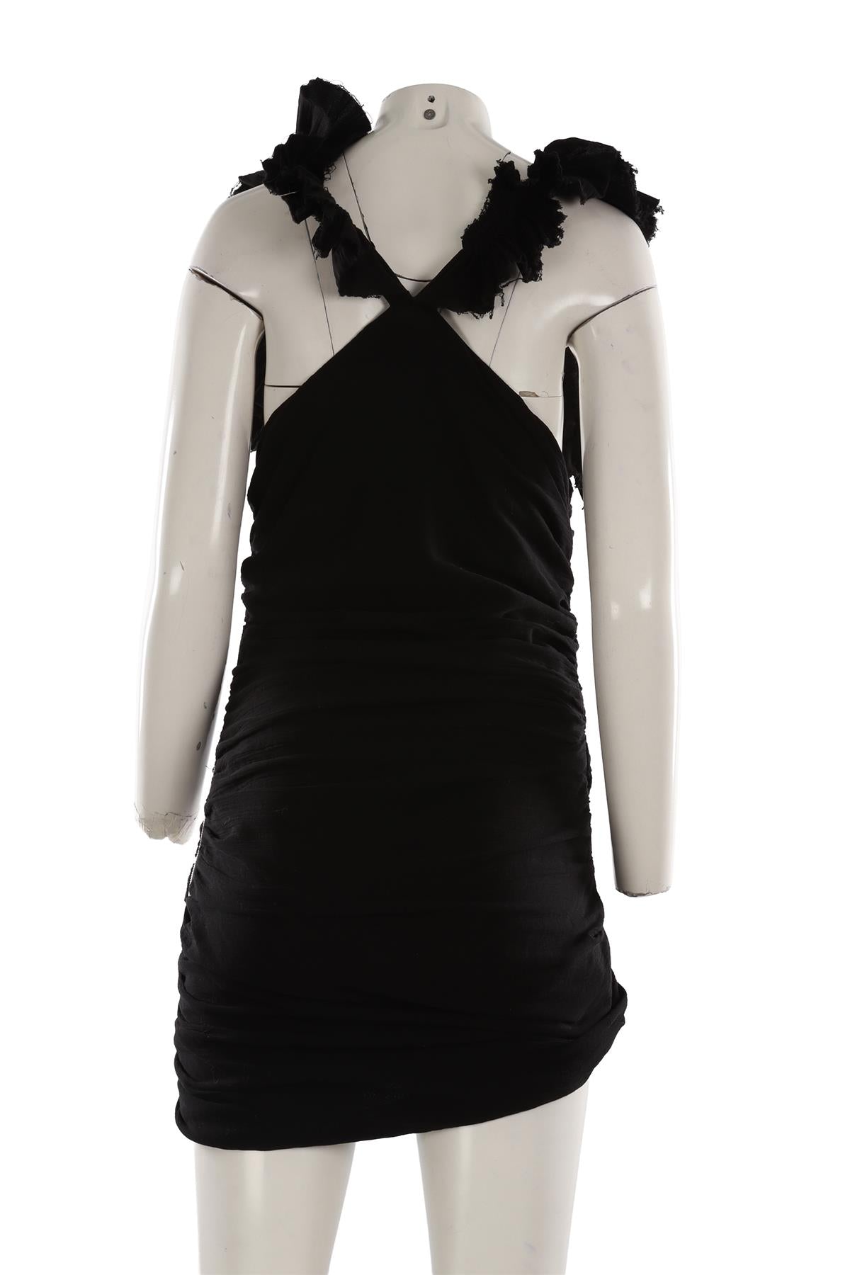 ISABEL MARANT BLACK COTTON MINI DRESS FR 40 UK 12