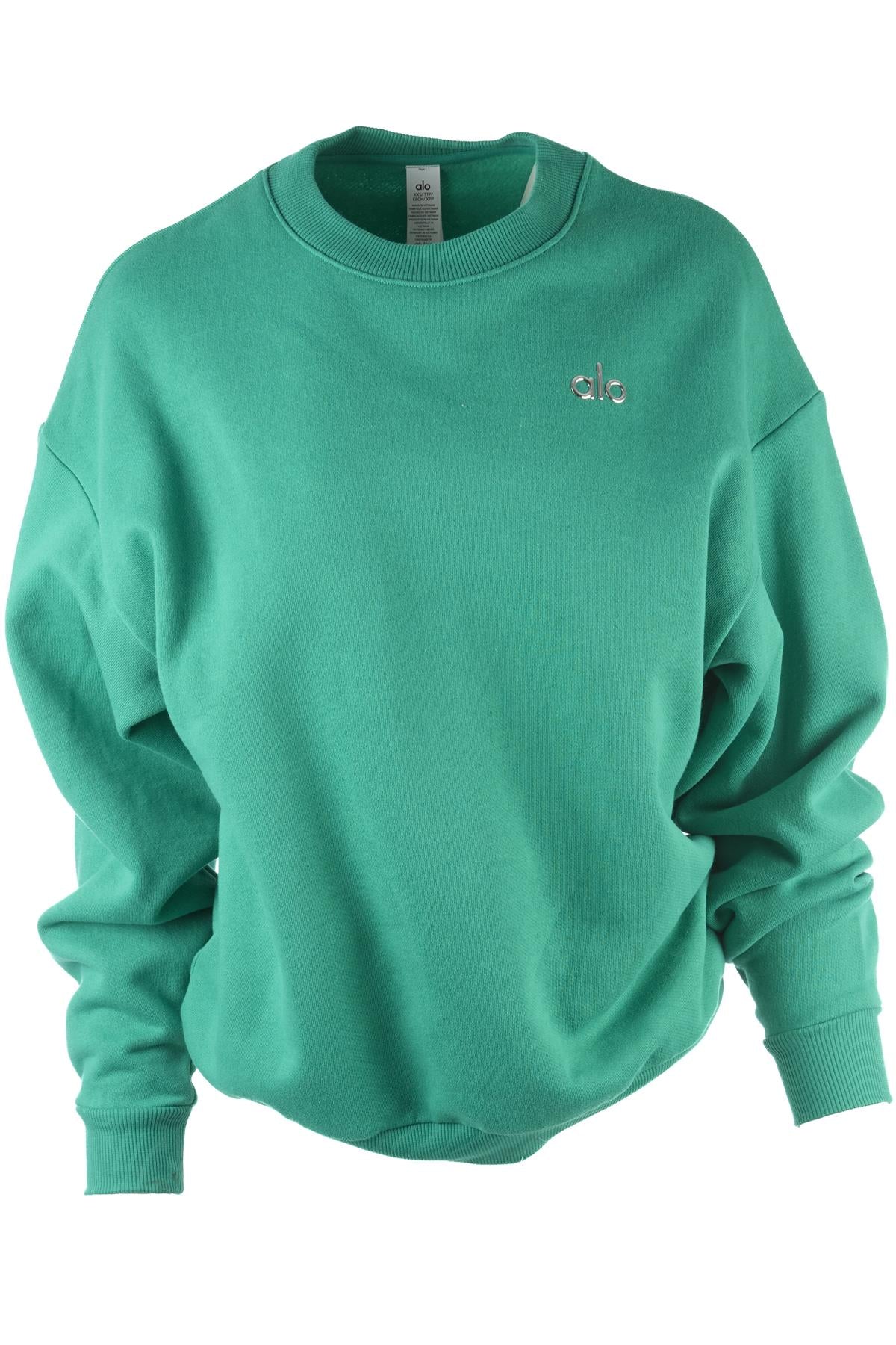 ALO YOGA GREEN COTTON SWEATSHIRT XXSMALL