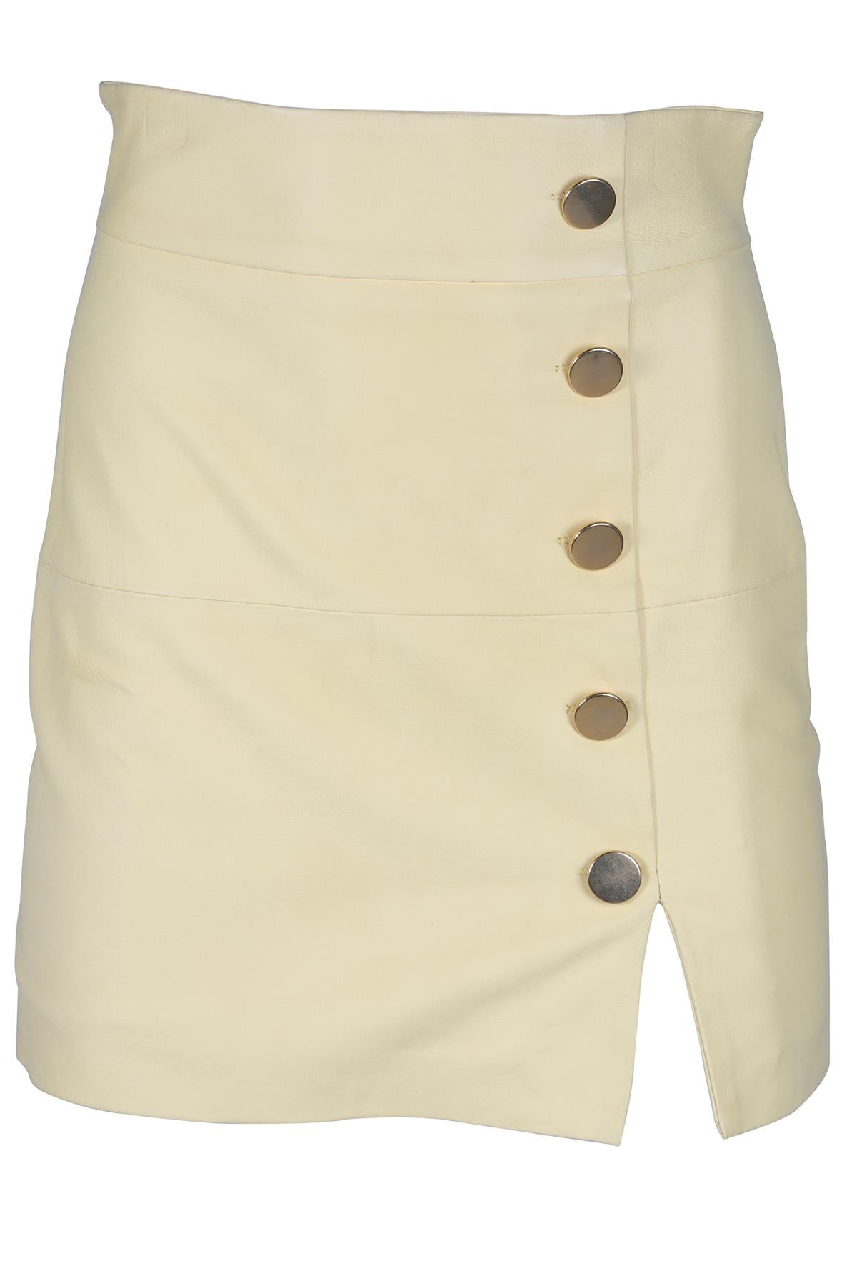SKIIM YELLOW LEATHER MINI SKIRT FR 36 UK 8