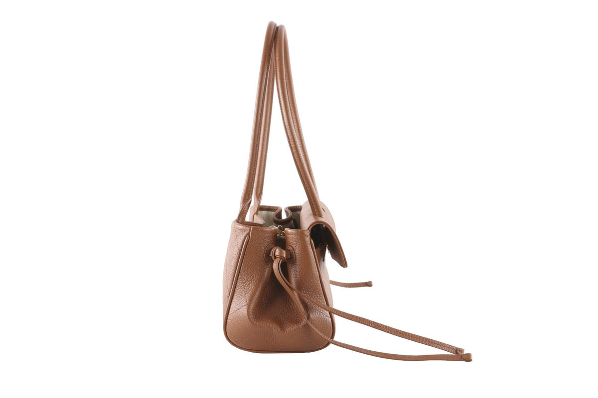 CHANEL BROWN 2026 SMALL SHOPPING BAG QUILTED LEATHER SHOULDER BAG