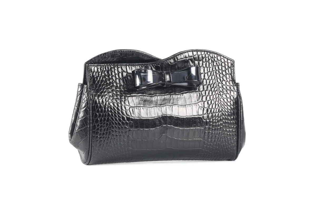 EMPORIO ARMANI BLACK LEATHER CLUTCH