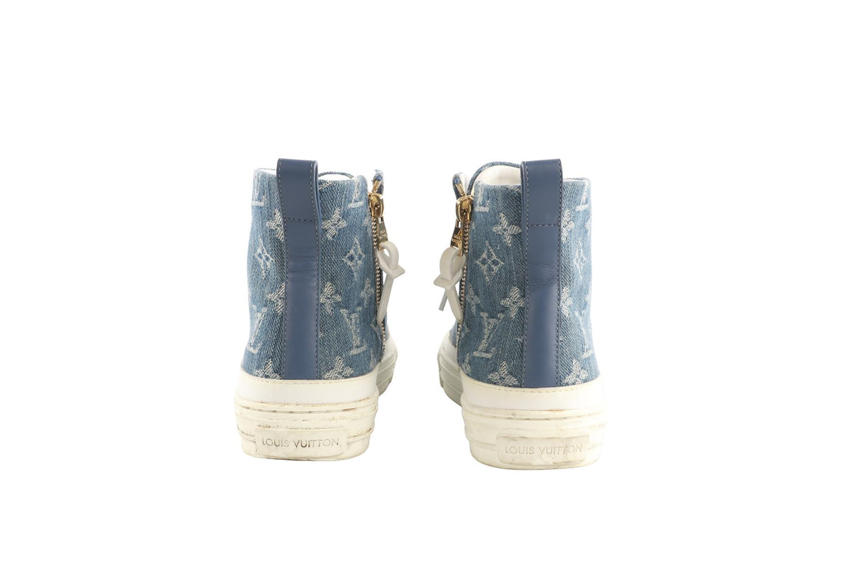 LOUIS VUITTON BLUE STELLAR MONOGRAM DENIM SNEAKERS EU 38 UK 5 US 8