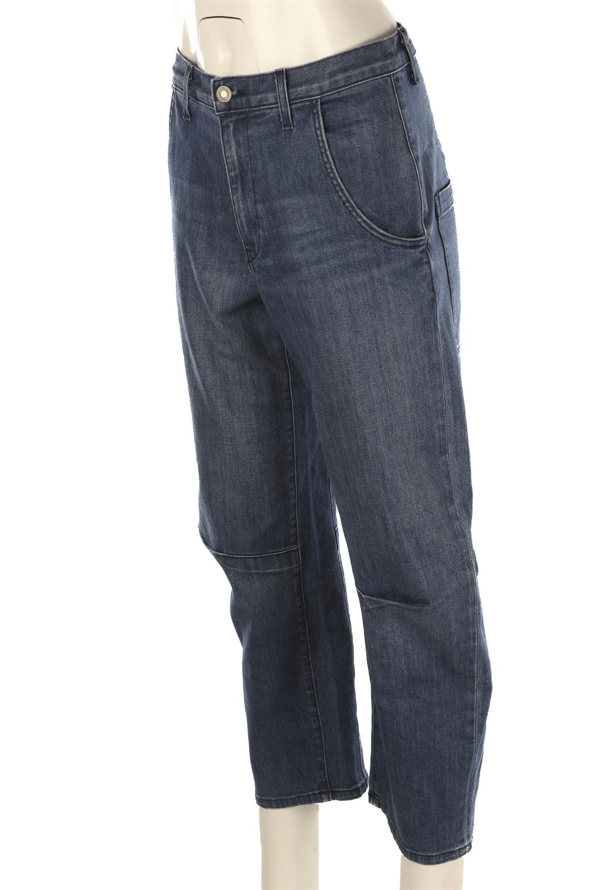 NILI LOTAN BLUE HIGH RISE BARREL LEG JEANS W25
