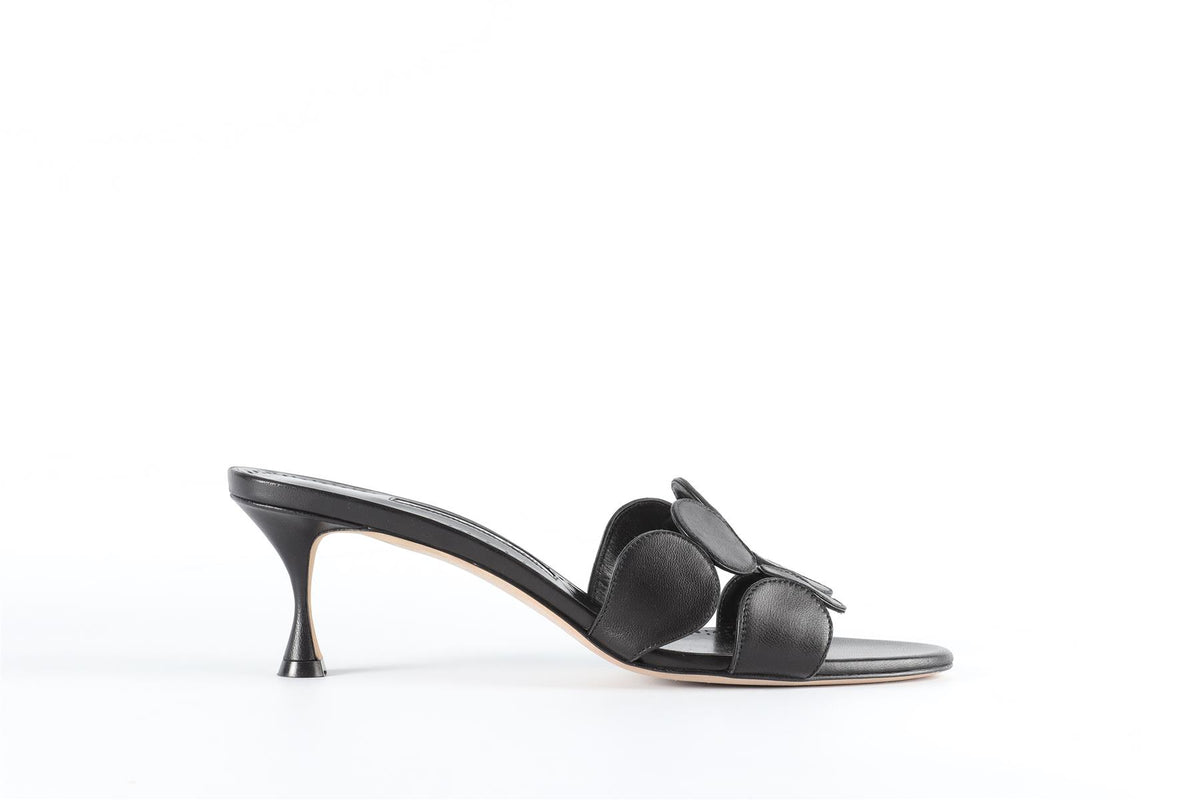 MANOLO BLAHNIK BLACK LEATHER SANDALS EU 40.5 UK 7.5 US 10.5