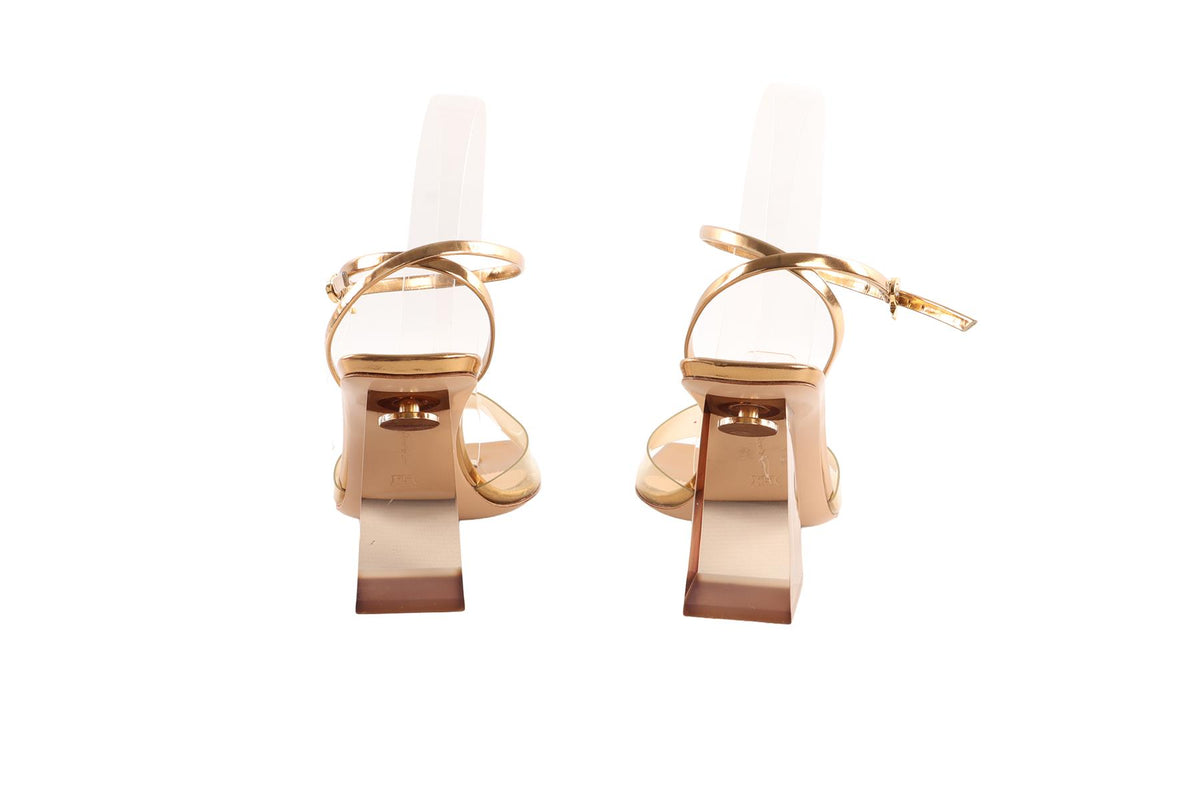 GIANVITO ROSSI GOLD LEATHER SANDALS EU 36.5 UK 3.5 US 6.5