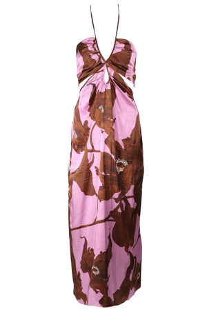 JOHANNA ORTIZ PURPLE SILK MAXI DRESS US 8 UK 12