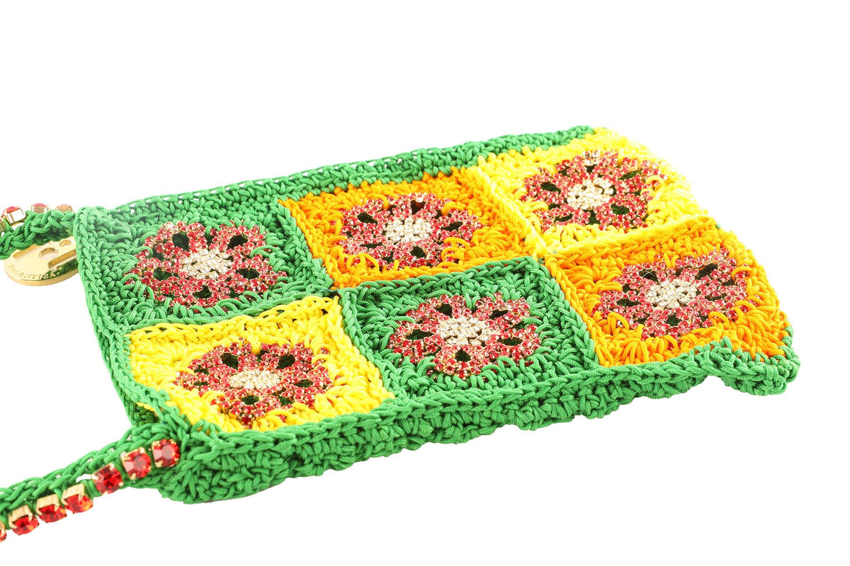 ROSANTICA MULTI CRYSTAL AND CROCHET SHOULDER BAG