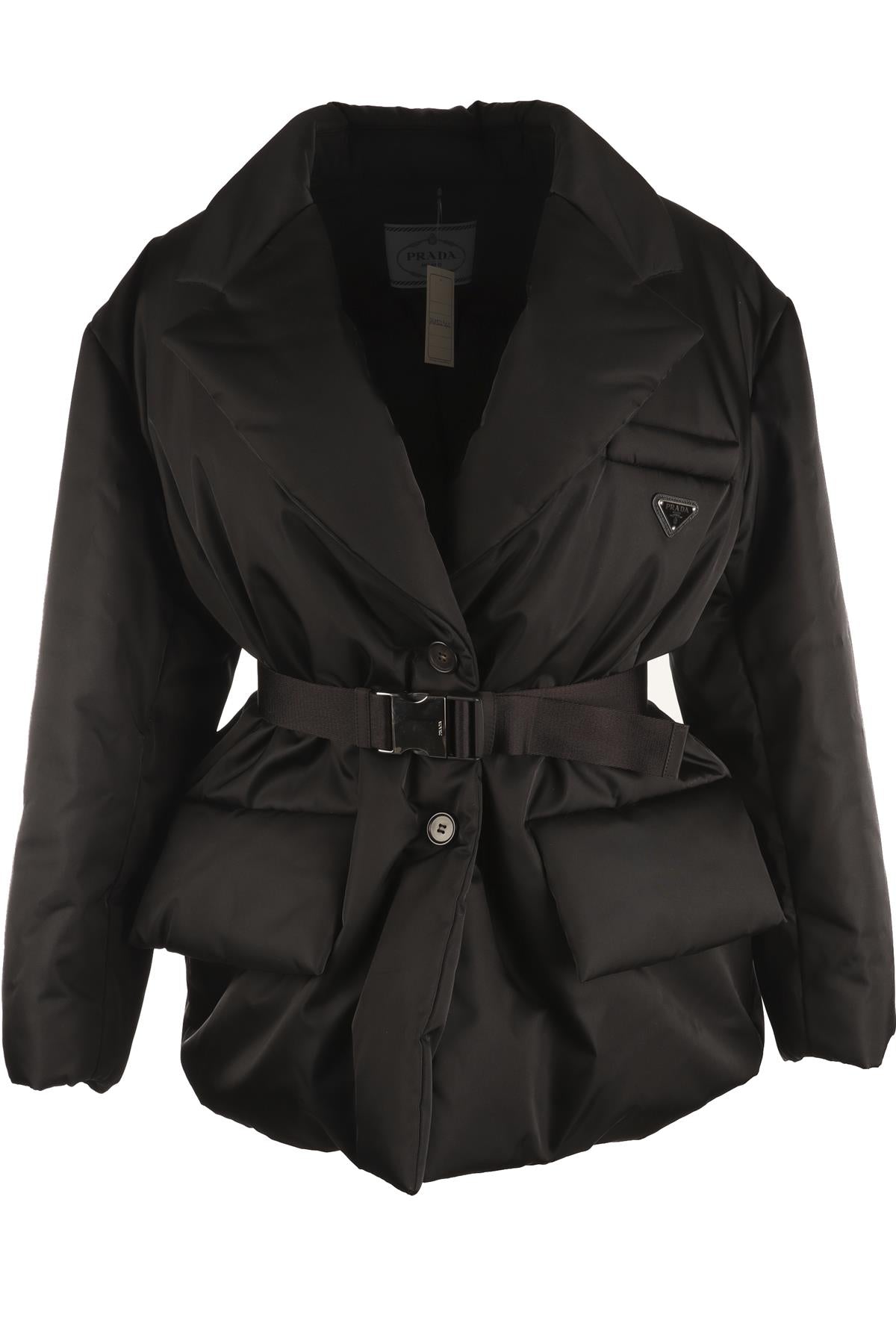 PRADA BLACK RE-NYLON PADDED DOWN JACKET IT 40