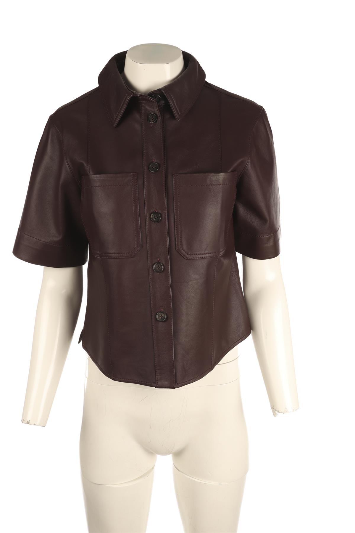 ME+EM BURGUNDY LEATHER SHIRT UK 10
