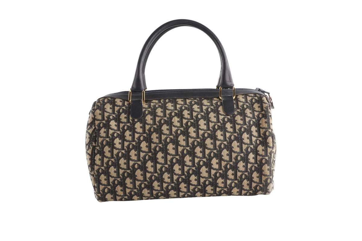 CHRISTIAN DIOR NAVY VINTAGE DIORISSIMO CANVAS TOTE BAG