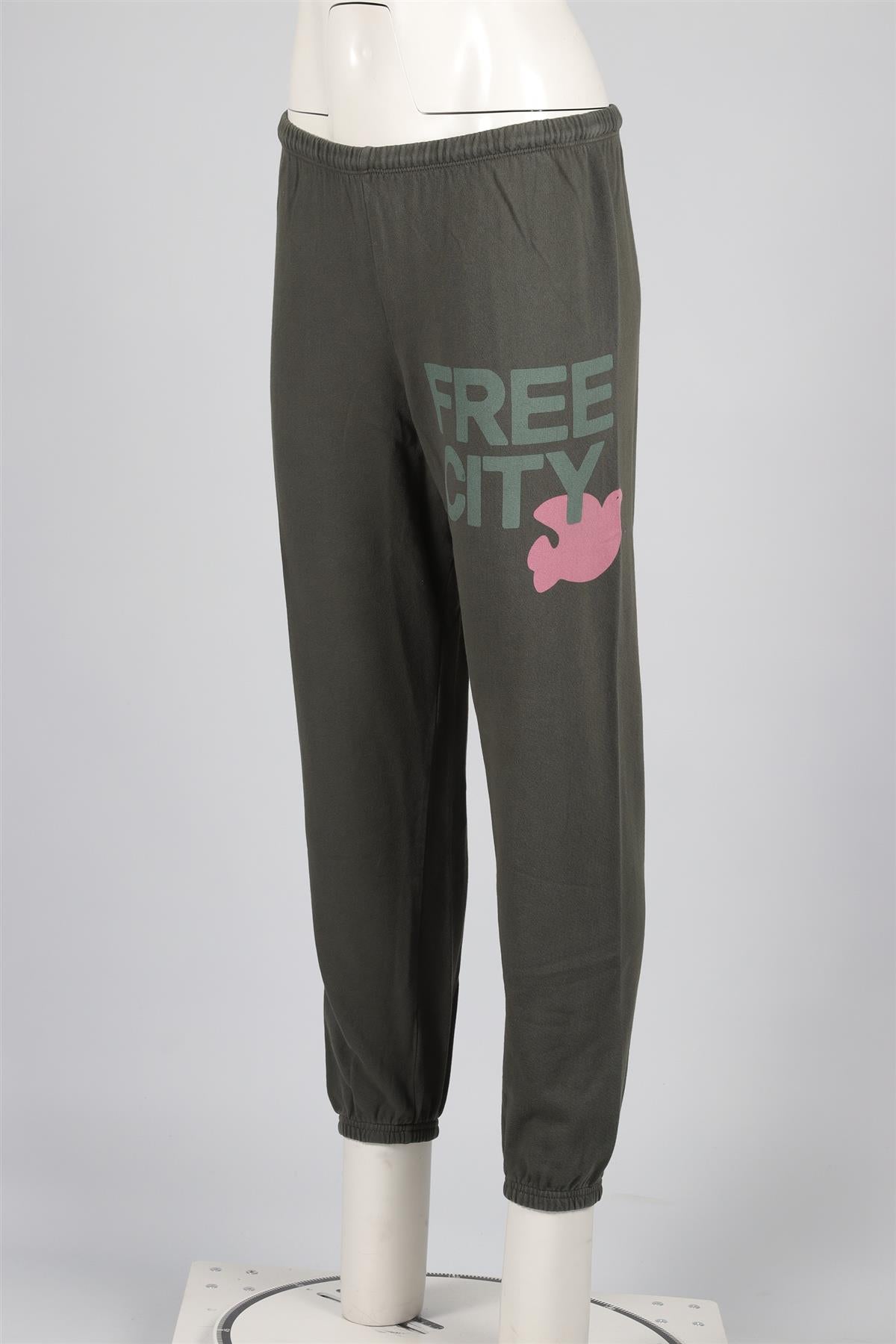 FREE CITY GREEN COTTON TRACK PANTS SMALL